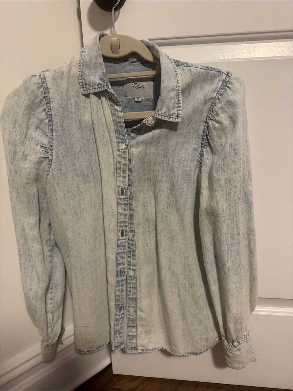 Rails Acid Wash Denim Shirt in Light Blue